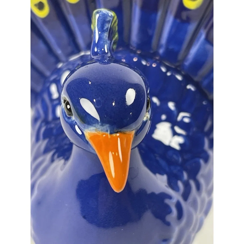 Ceramic‎ Pottery Blue Peacock Pencil Holder ~Color Me Mine~